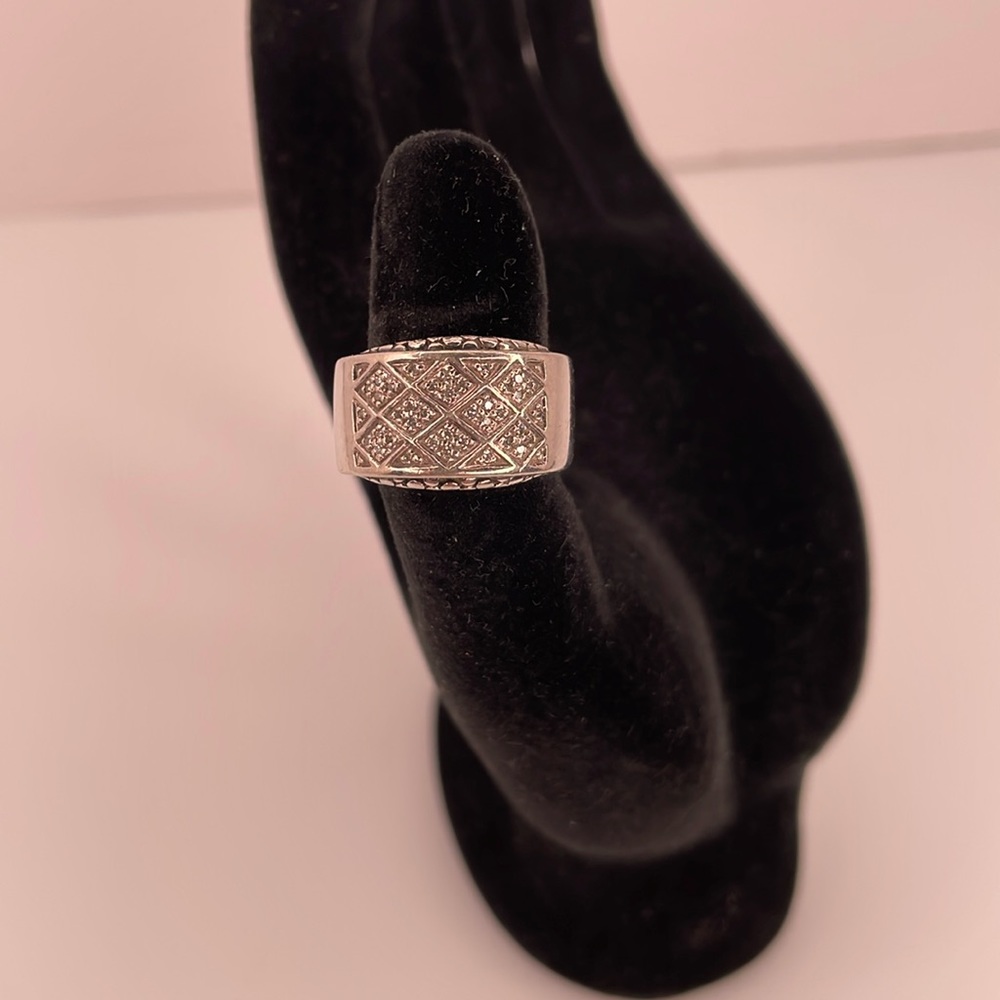 Michael Dawkins Ring Diamonds Sterling Silver Band Ring